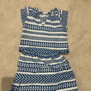 Marea by Liz Joy Blue and White Patterned Mykonos  Skirt and top